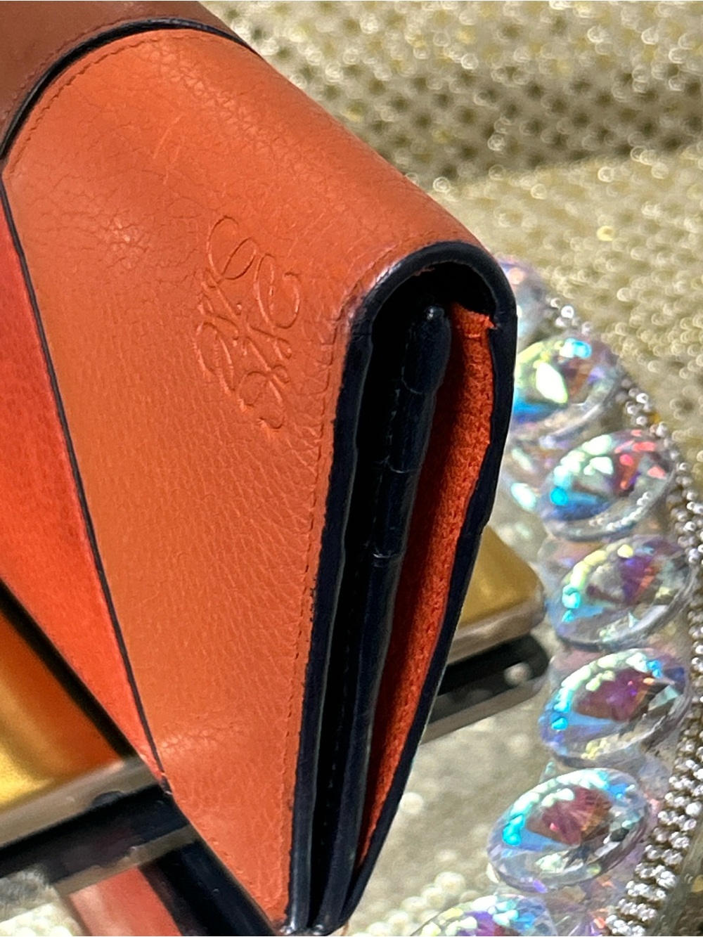 Loewe Puzzle Leather Envelope Clutch on a Chain Approx. 7.5 x 3.5 - Picture 6 of 17